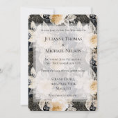 Chic Black Cream Leopard Animal Romantic Wedding Einladung (Vorderseite)