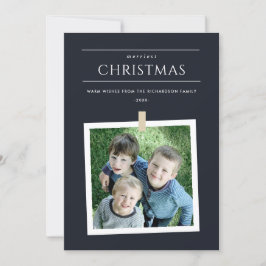 CHIC BLACK CUSTOM FAMILY FOTO MERRIEST CHRISTMAS FEIERTAGSKARTE
