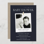 CHIC BLACK CUSTOM FOTO COUPLES BABY SHOWITE DANKESKARTE (Vorne/Hinten)