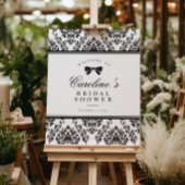 Chic Black Damask Bow Brautparty Begrüßungszeichen Poster