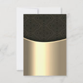 Chic Black Damask Gold Hochzeitsempfang Einladung (Rückseite)