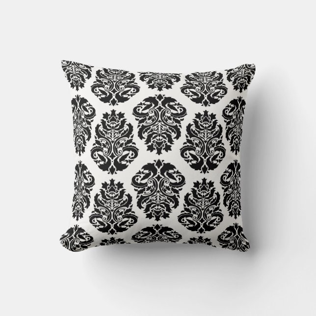 Chic Black Damask Kissen (Vorderseite)