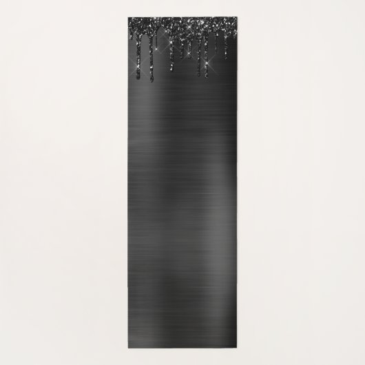 Chic Black Drilling Glitzer Monogram, White Name Yogamatte (Rückseite)