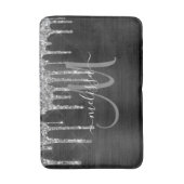 Chic Black Dripping Glitzer Brush Metal Monogram Badematte (Vorderseite Vertikal)