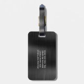 Chic Black Dripping Glitzer Brush Metal Monogram Gepäckanhänger (Rückseite vertikal)