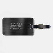 Chic Black Dripping Glitzer Brush Metal Monogram Gepäckanhänger (Rückseite horizontal)