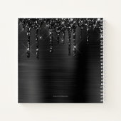 Chic Black Dripping Glitzer Brushed Metal Sketch Notizblock (Rückseite)