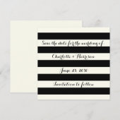 Chic Black Elfenbeinstreifen Save the Date Karte (Vorne/Hinten)