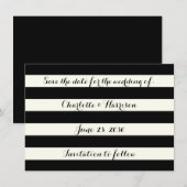 Chic Black Elfenbeinstreifen Save the Date Karte (Vorne/Hinten)