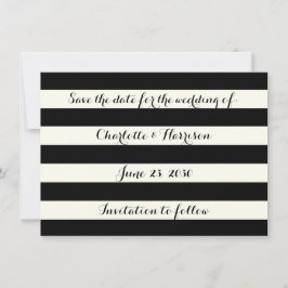 Chic Black Elfenbeinstreifen Save the Date Karte