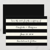 Chic Black Elfenbeinstreifen Save the Date Karte (Vorne/Hinten)