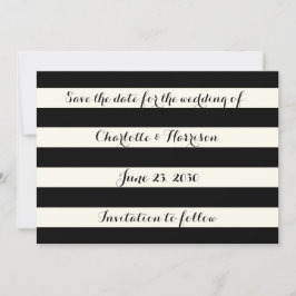 Chic Black Elfenbeinstreifen Save the Date Karte