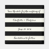 Chic Black Elfenbeinstreifen Speichern Sie den Dat Magnet (Vorne)