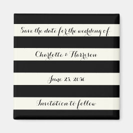 Chic Black Elfenbeinstreifen Speichern Sie den Dat Magnet