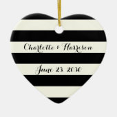 Chic Black Elfenbeinstripes Skriptnamen Weihnachte Keramik Ornament (Vorne)