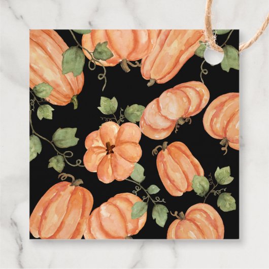 Chic Black Fall Pumpkin Baby Dusche Danke Geschenkanhänger (Rückseite)