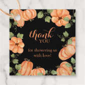 Chic Black Fall Pumpkin Baby Dusche Danke Geschenkanhänger (Vorderseite)