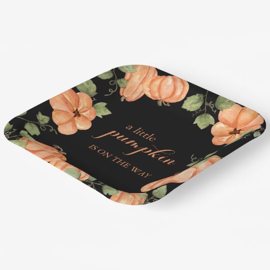 Chic Black Fall Pumpkin Baby Dusche Pappteller (Gewinkelt)