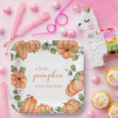 Chic Black Fall Pumpkin Baby Dusche Pappteller (Party)