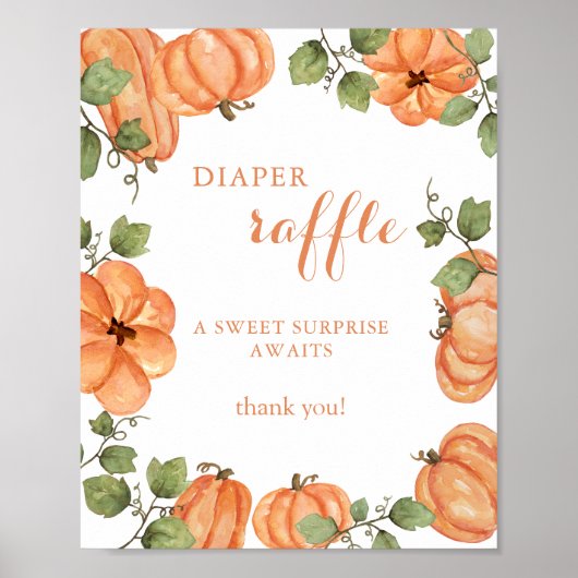 Chic Black Fall Pumpkin Baby Dusche Windel Raffel Poster (Vorne)
