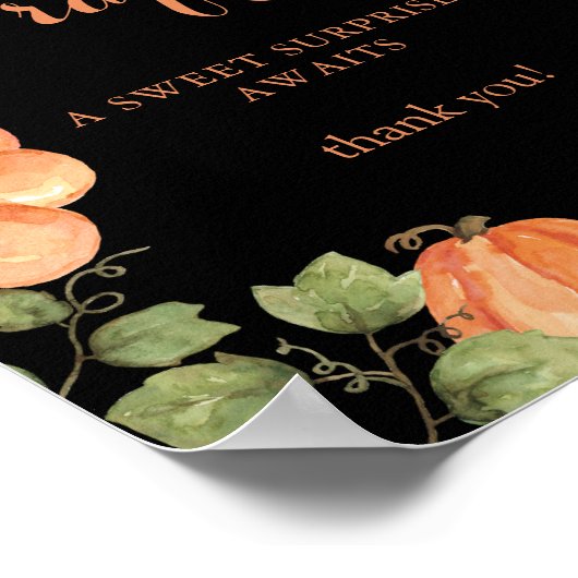 Chic Black Fall Pumpkin Baby Dusche Windel Raffel Poster (Ecke)