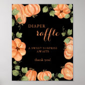 Chic Black Fall Pumpkin Baby Dusche Windel Raffel Poster (Vorne)