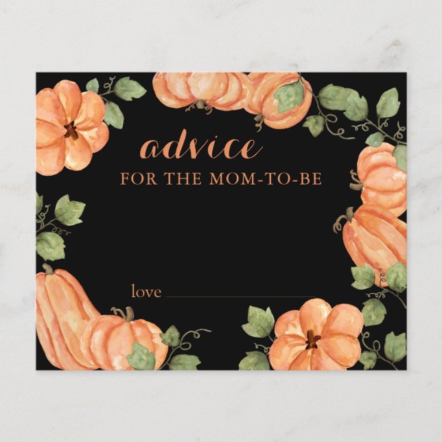 Chic Black Fall Pumpkin Baby Duschempfehlung (Vorderseite)