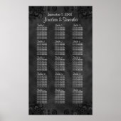 Chic Black Floral 15 Hochzeitstabellen Sitzplan Poster (Vorne)