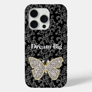 Chic Black Floral Jewel Butterfly Case-Mate iPhone Hülle