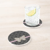 Chic Black Floral Jewel Butterfly Getränkeuntersetzer (Seite)