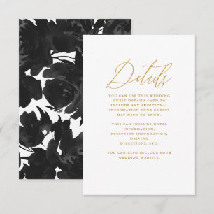 Chic Black Floral mit Calligrafy Wedding Begleitkarte