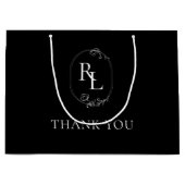Chic Black | Floral Monogram Wedding Vielen Dank Große Geschenktüte (Vorderseite)