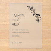 Chic Black Floral Wedding Einladung (Vorderseite)