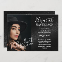 Chic Black Foto Abschluss Ankündigung Party