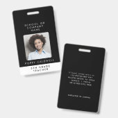 Chic Black Foto Small Business oder Teacher ID Ausweis (Front & Back)