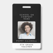 Chic Black Foto Small Business oder Teacher ID Ausweis (Front)