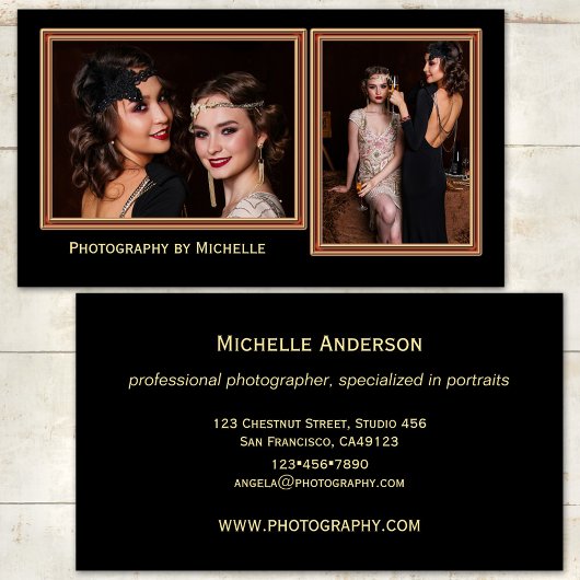 Chic Black Fotograf Business Card Visitenkarte