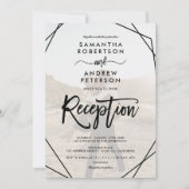 Chic Black Frame einfache Foto Skript-Empfang Einladung (Vorderseite)