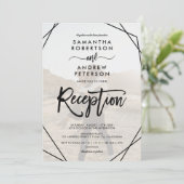 Chic Black Frame einfache Foto Skript-Empfang Einladung (Stehend Vorderseite)