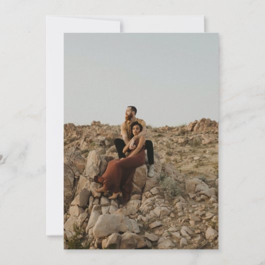 Chic Black Frame einfache Foto Skript-Empfang Einladung (Rückseite)