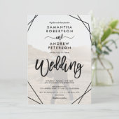 Chic Black Frame einfache Foto Skript Hochzeit Einladung (Stehend Vorderseite)