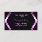 Chic Black Geometric Pink Lila Shimmer mit Logo Visitenkarte (Rückseite)