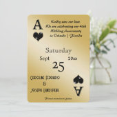 Chic Black Glitzer & Ace of Hearts Save the Date Einladung (Stehend Vorderseite)