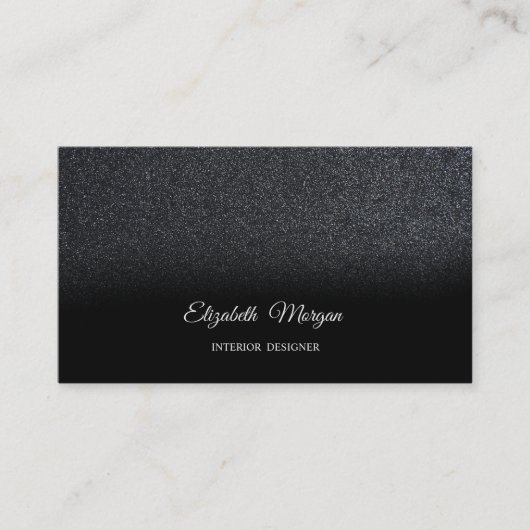 Chic Black Glitzer Elegante Beruflich Moderne Visitenkarte (Vorderseite)