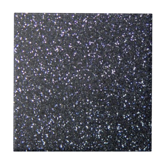 Chic Black Glitzer Sparkle Fliese (Vorderseite)