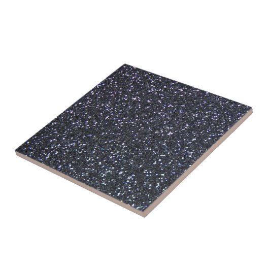 Chic Black Glitzer Sparkle Fliese (Seite)