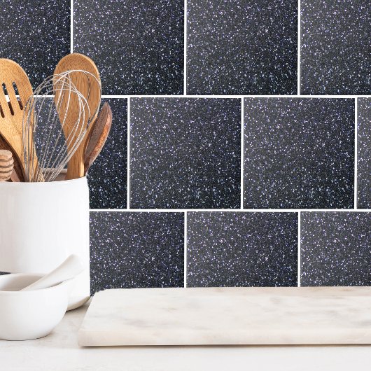 Chic Black Glitzer Sparkle Fliese