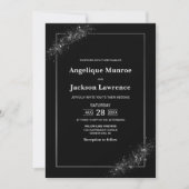 Chic Black Glitzer Wedding Einladung (Vorderseite)