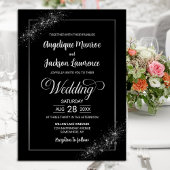 Chic Black Glitzer Wedding Einladung