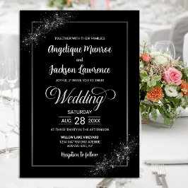 Chic Black Glitzer Wedding Einladung
